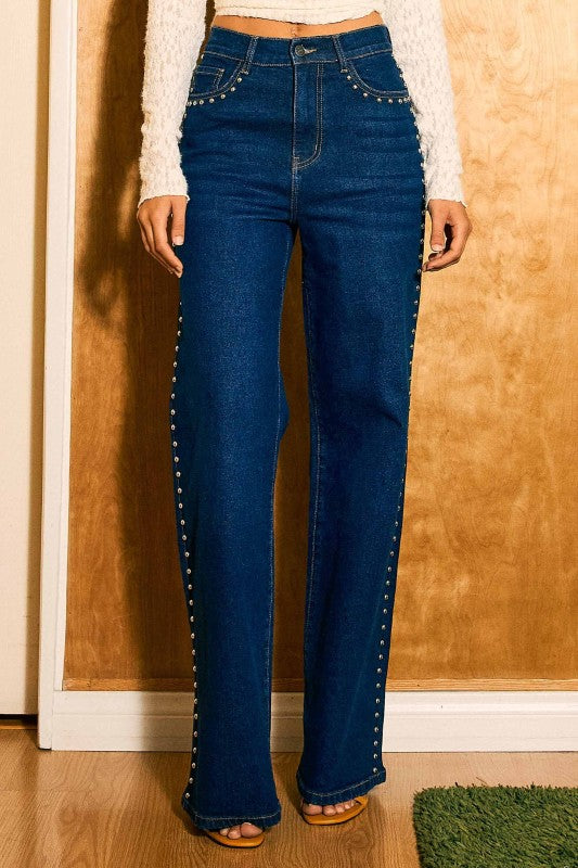 1883 Studded Wide Leg Denim Pant