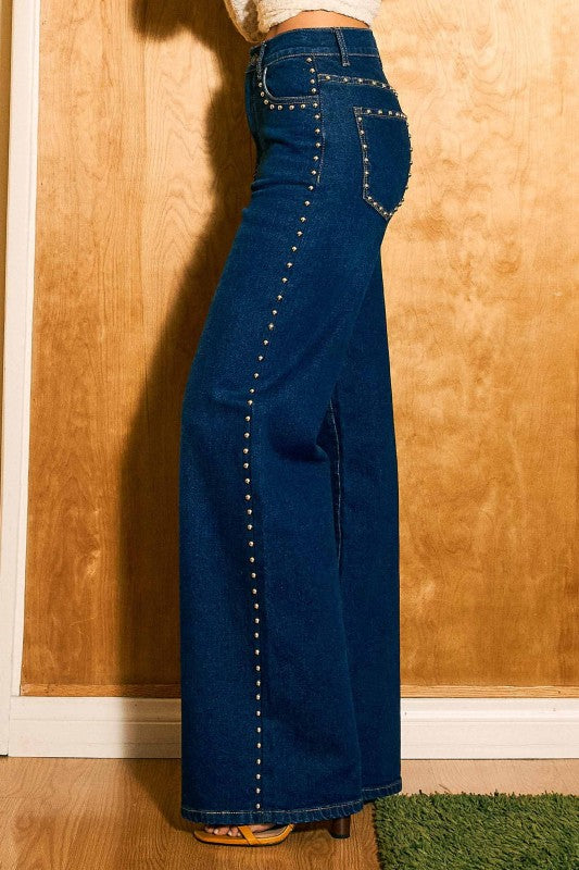 1883 Studded Wide Leg Denim Pant