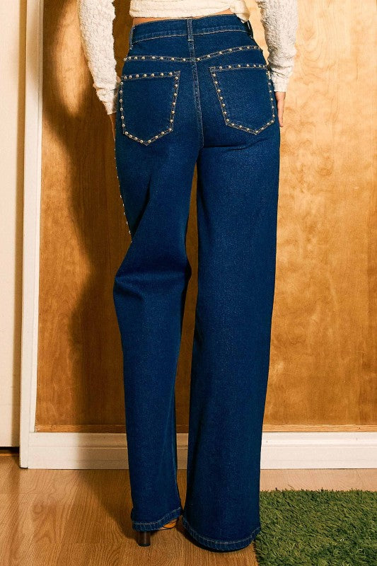 1883 Studded Wide Leg Denim Pant