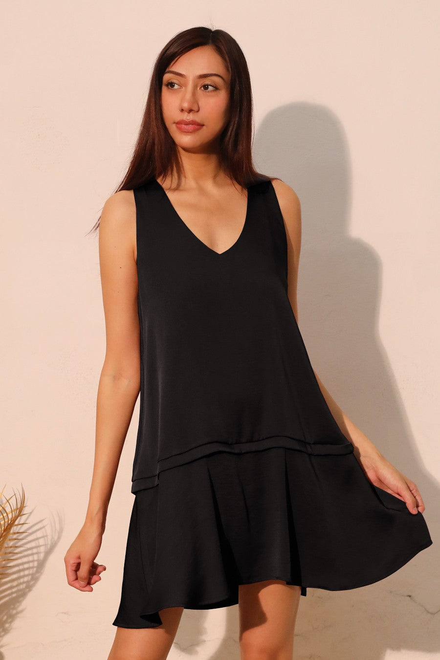 2584 Black Drop Waist Dress