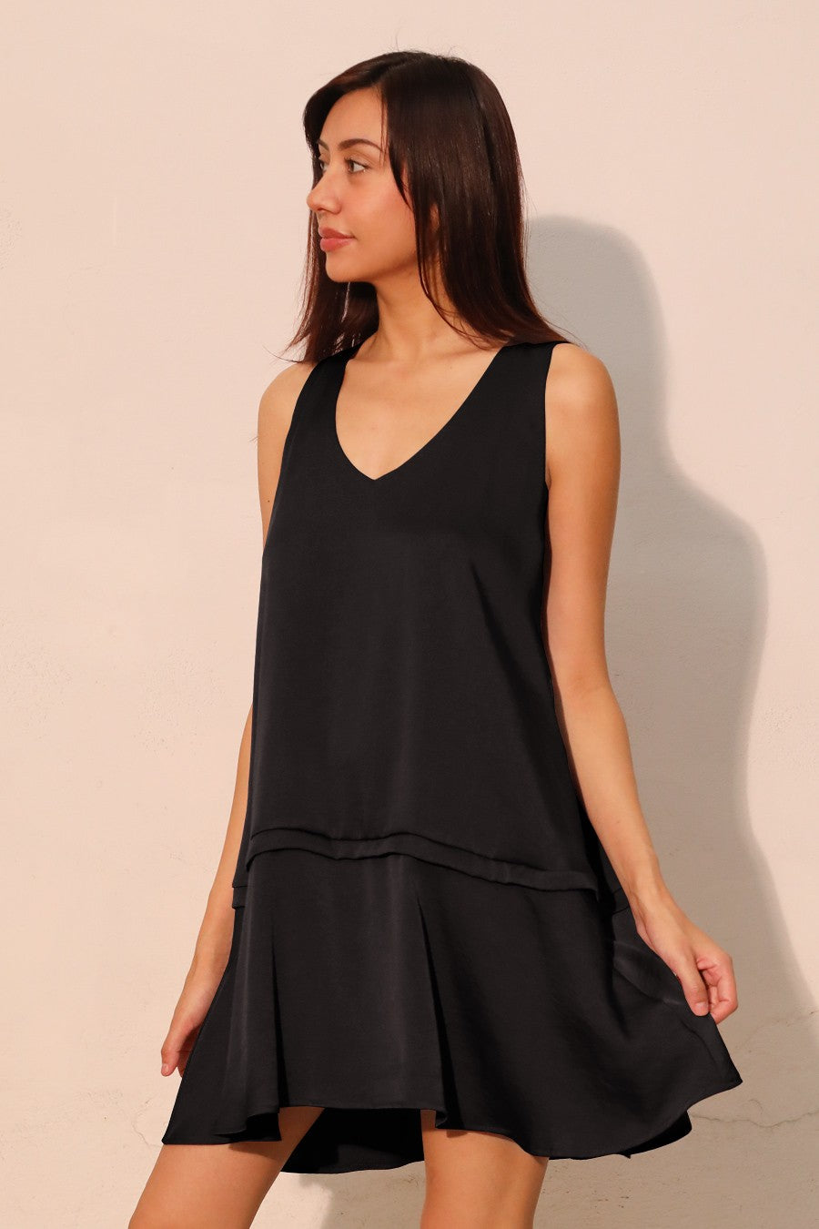 2584 Black Drop Waist Dress