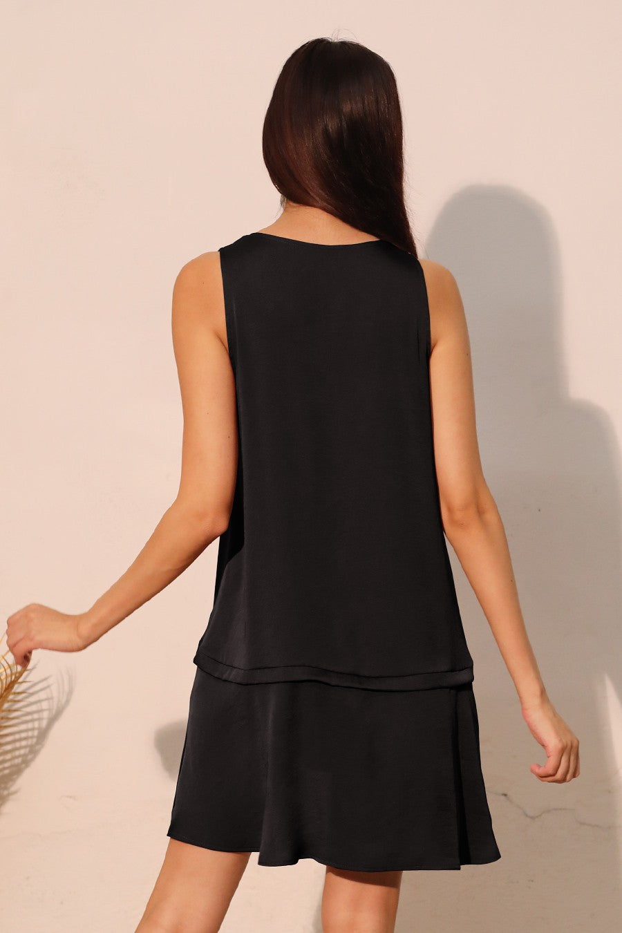 2584 Black Drop Waist Dress