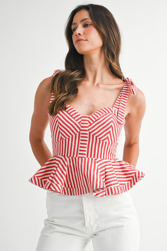 2264 Striped Peplum Top