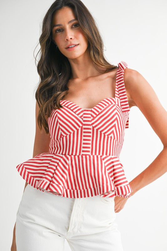2264 Striped Peplum Top