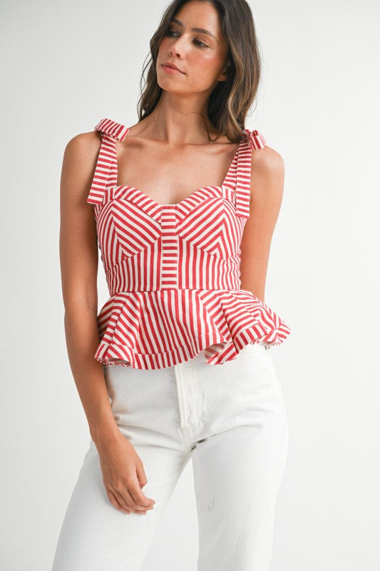 2264 Striped Peplum Top