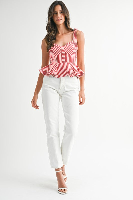 2264 Striped Peplum Top