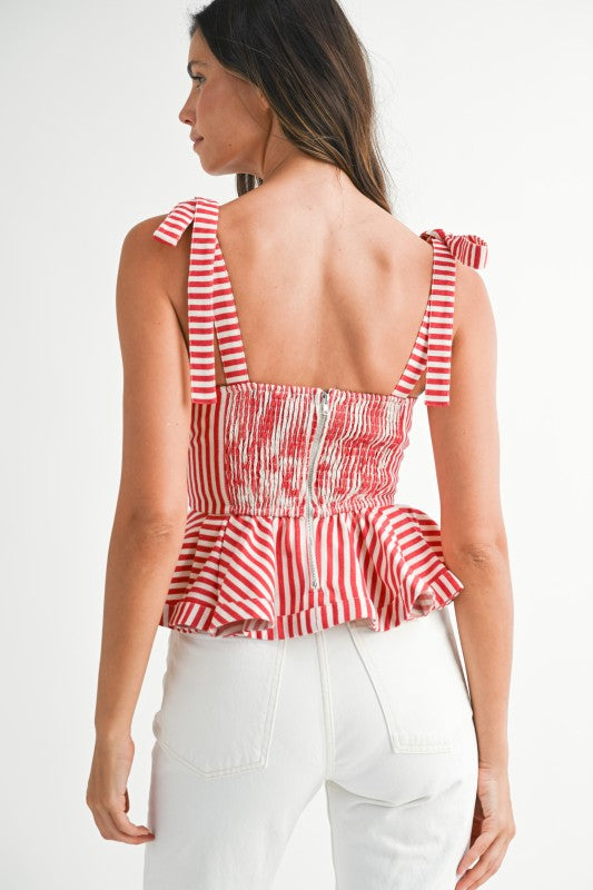 2264 Striped Peplum Top