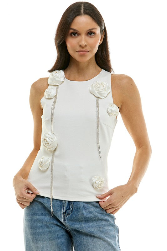 1993 Floral Rhinestones Top