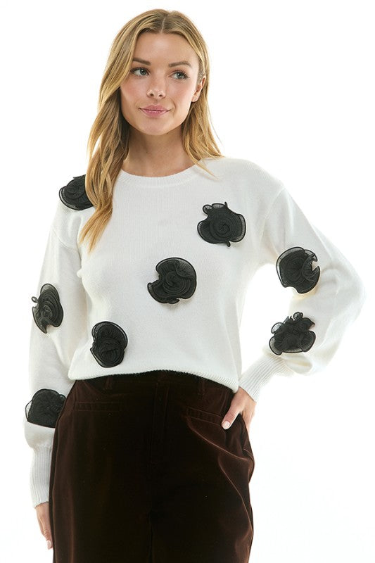 1975 Rose Flower Sweater
