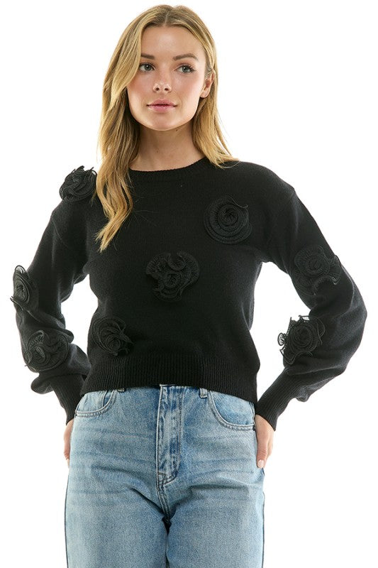 1975 Rose Flower Sweater