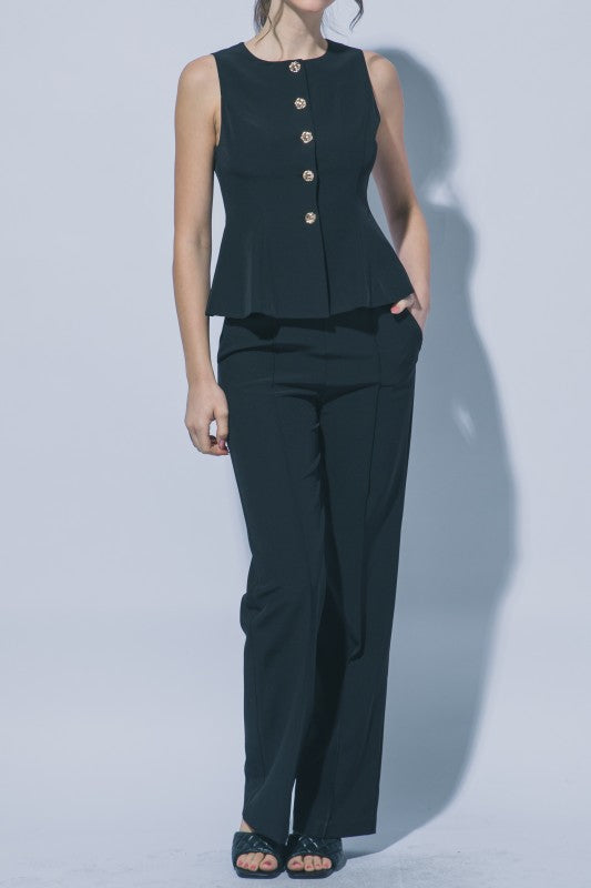 2159 Black Vest & Pant Set