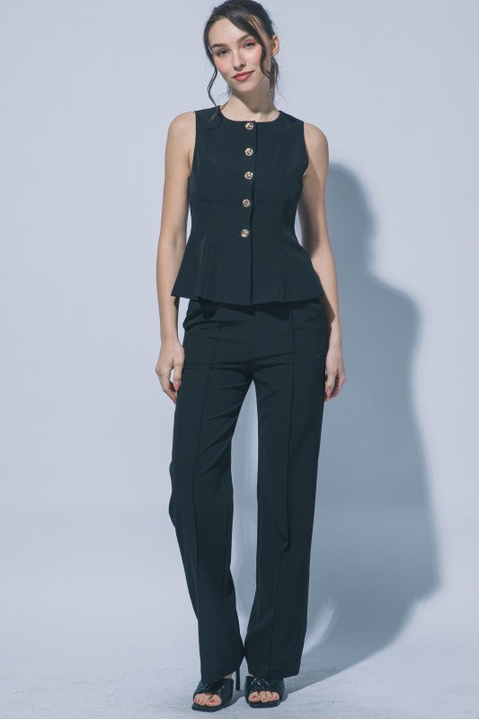 2159 Black Vest & Pant Set
