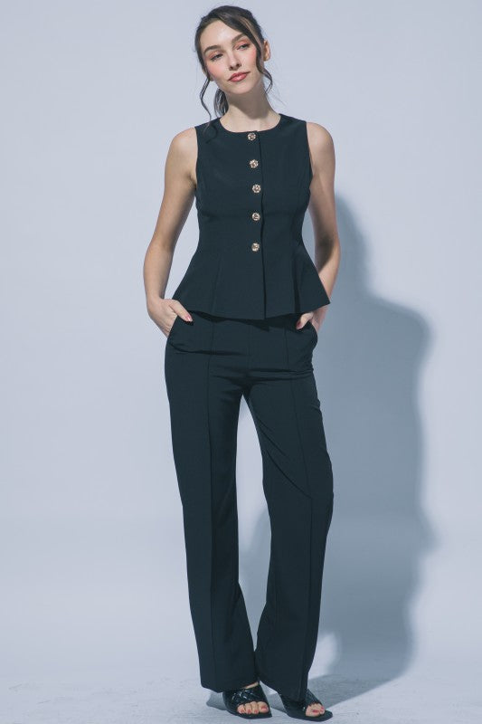 2159 Black Vest & Pant Set