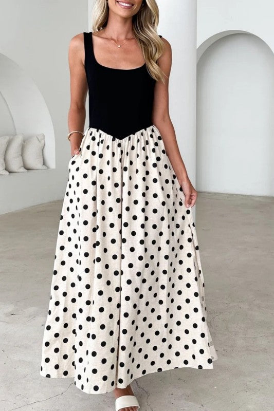 2056 Black & White Polka Dots Dress