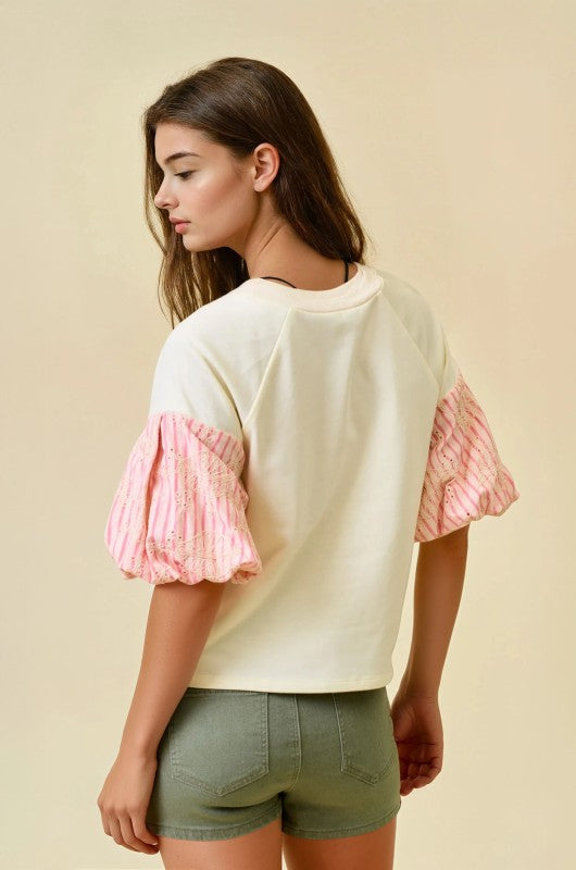 2149 Bubble Embroidered Sleeve Top