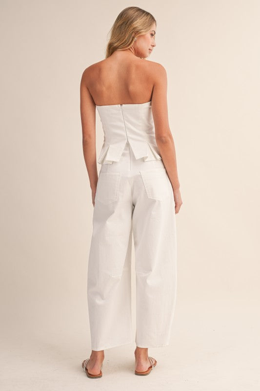 2537 White Strapless Jumpsuit