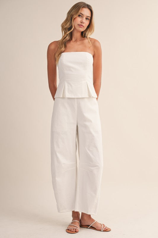 2537 White Strapless Jumpsuit