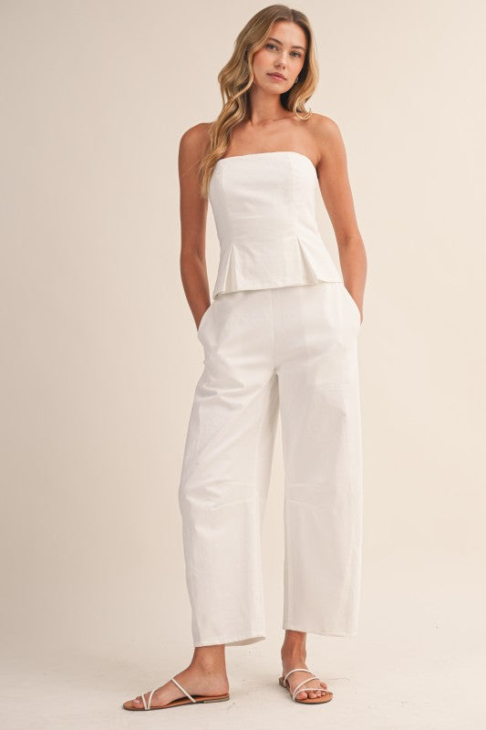 2537 White Strapless Jumpsuit