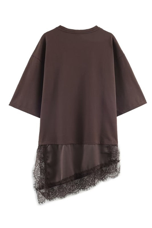 2110 Asymmetrical Lace Tunic Top