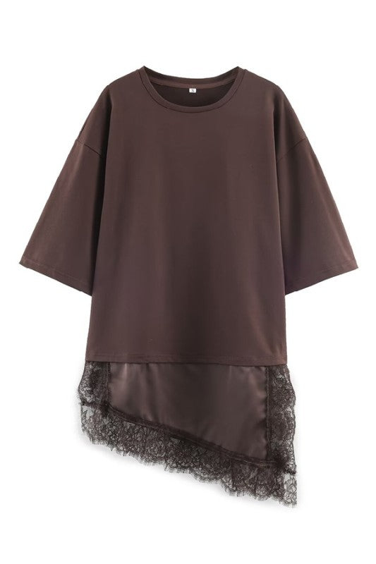 2110 Asymmetrical Lace Tunic Top