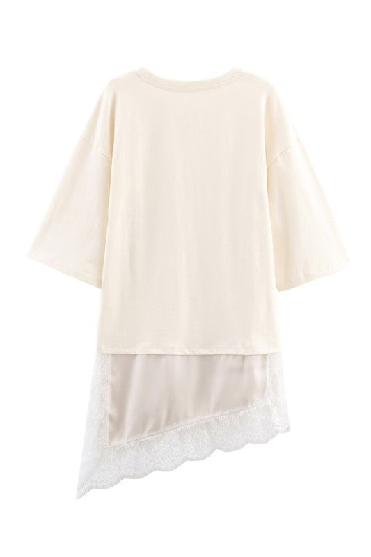 2110 Asymmetrical Lace Tunic Top