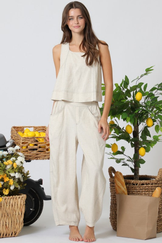 2137 Oatmeal Barrel Pant Set