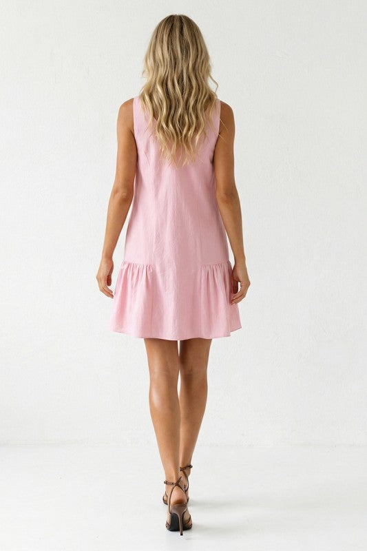 2081 Button Straps Drop Waist Dress