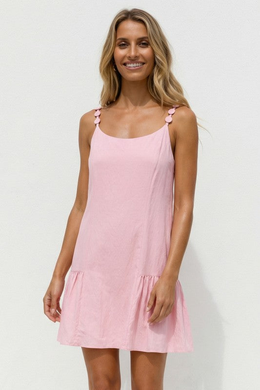 2081 Button Straps Drop Waist Dress