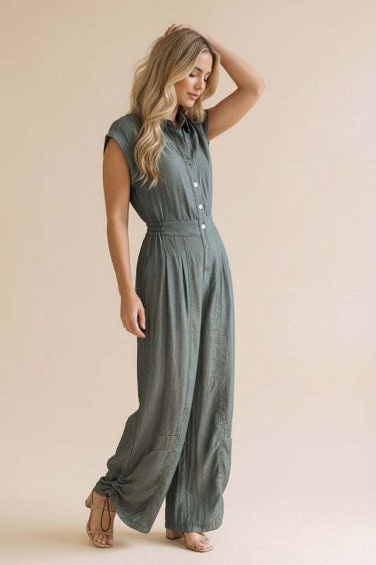 2226 Smoked Blue Button Down Jumpsuit