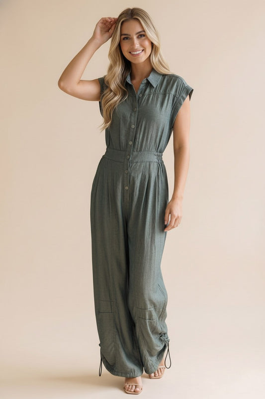 2226 Smoked Blue Button Down Jumpsuit