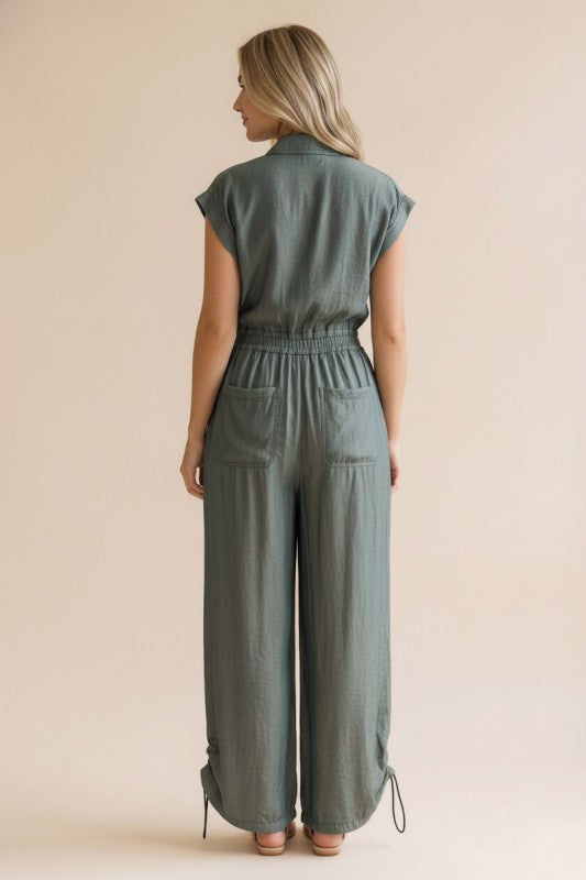 2226 Smoked Blue Button Down Jumpsuit