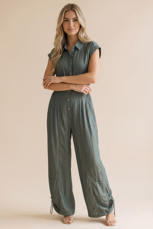 2226 Smoked Blue Button Down Jumpsuit