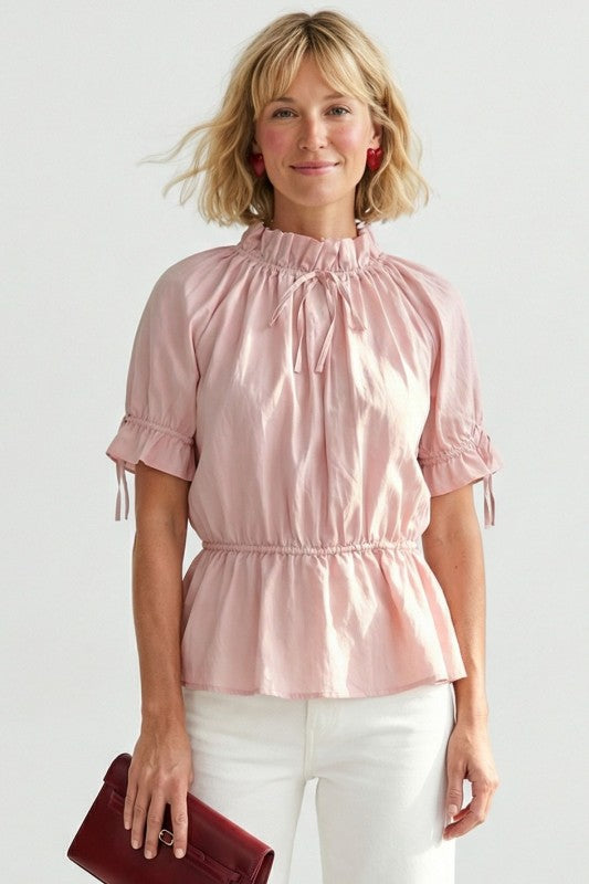 2172 Mock Neck Elastic Waist