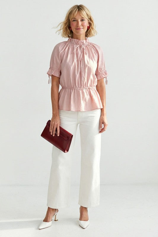 2172 Mock Neck Elastic Waist