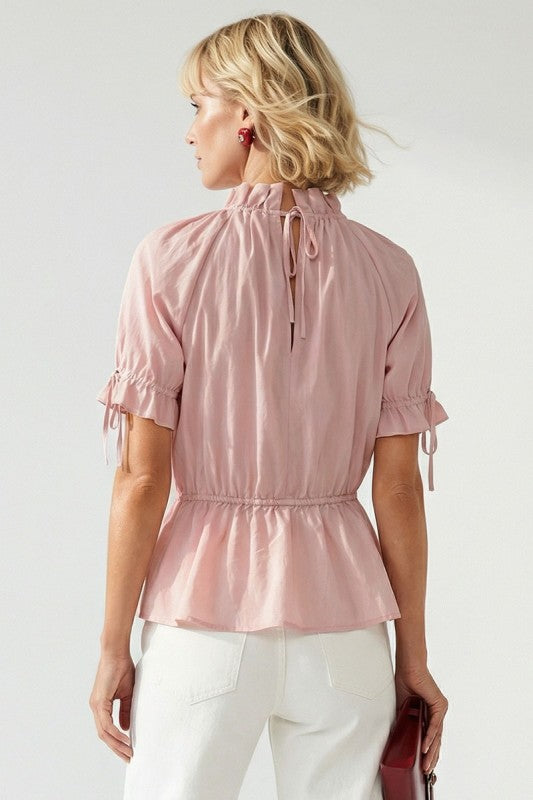2172 Mock Neck Elastic Waist