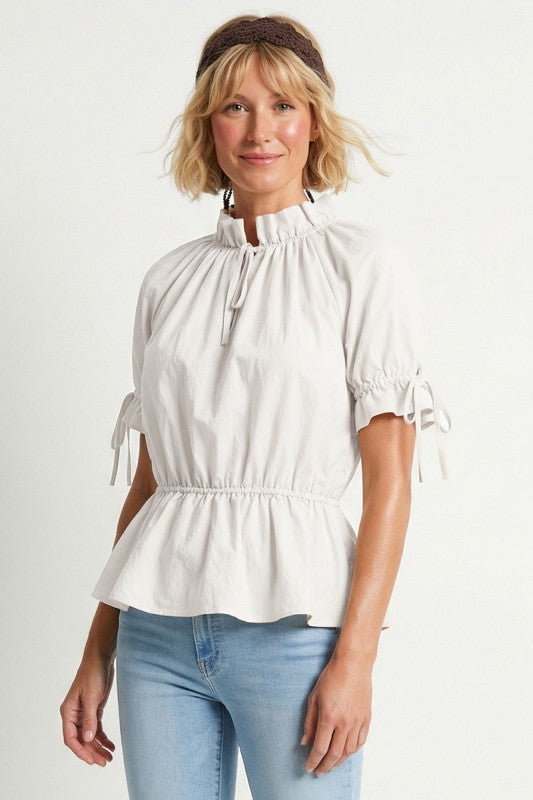 2172 Mock Neck Elastic Waist