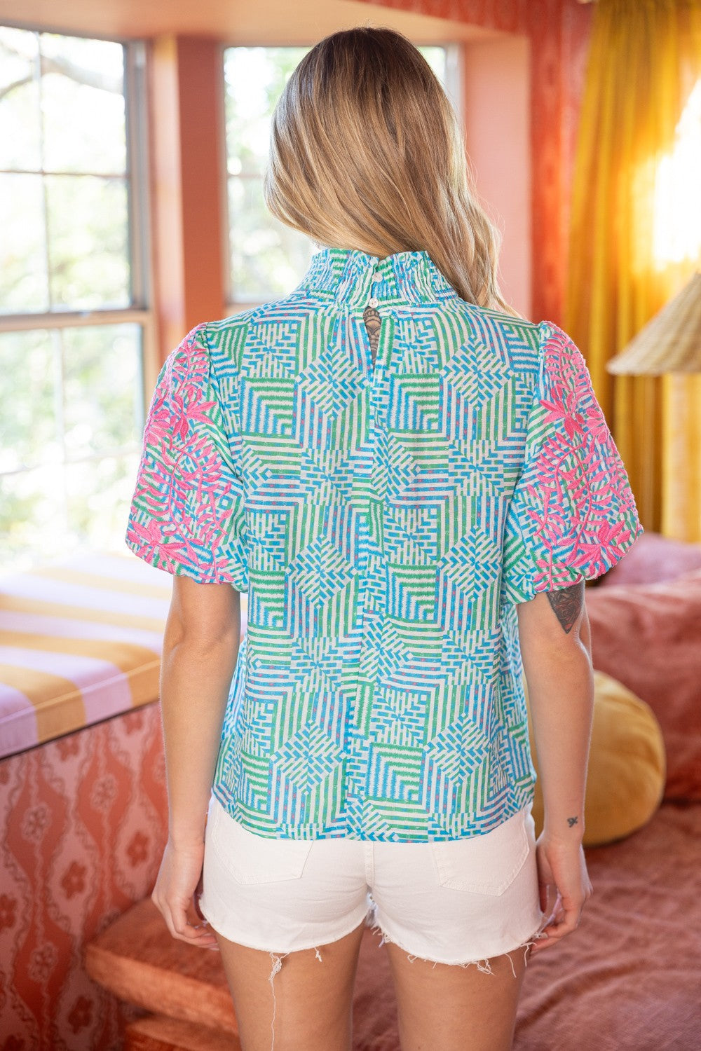 2331 Embroidered Print Blouse