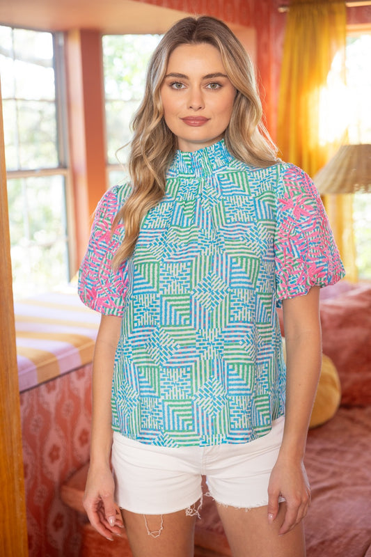 2331 Embroidered Print Blouse