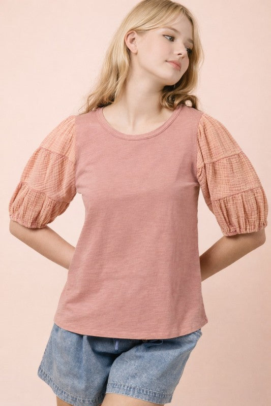 2111 Puff Sleeve Cotton T-Shirt