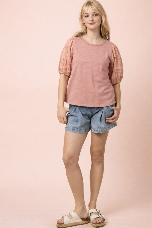 2111 Puff Sleeve Cotton T-Shirt