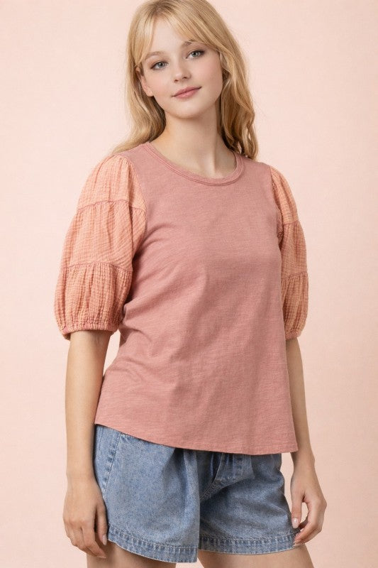 2111 Puff Sleeve Cotton T-Shirt