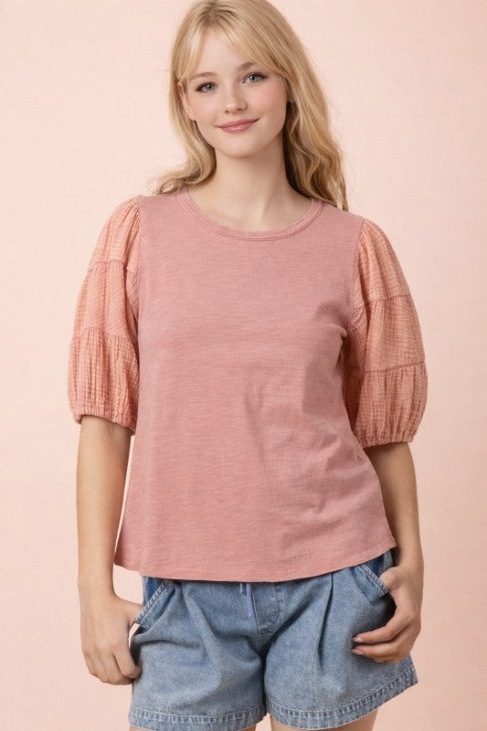 2111 Puff Sleeve Cotton T-Shirt