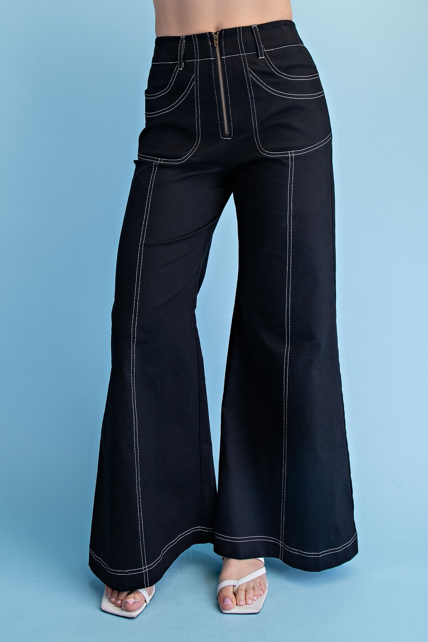 2498 White Stitch Zipper Pant