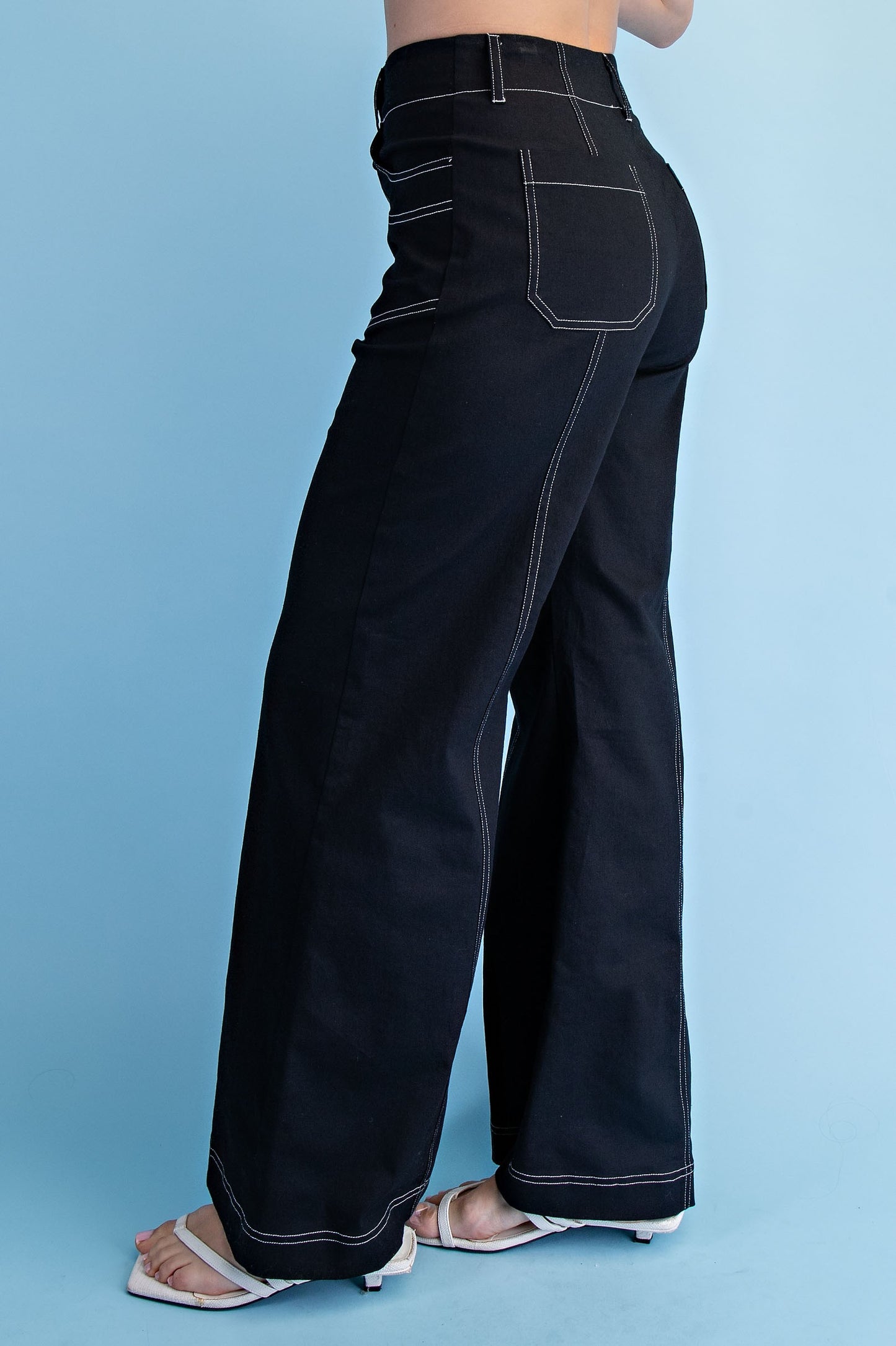 2498 White Stitch Zipper Pant