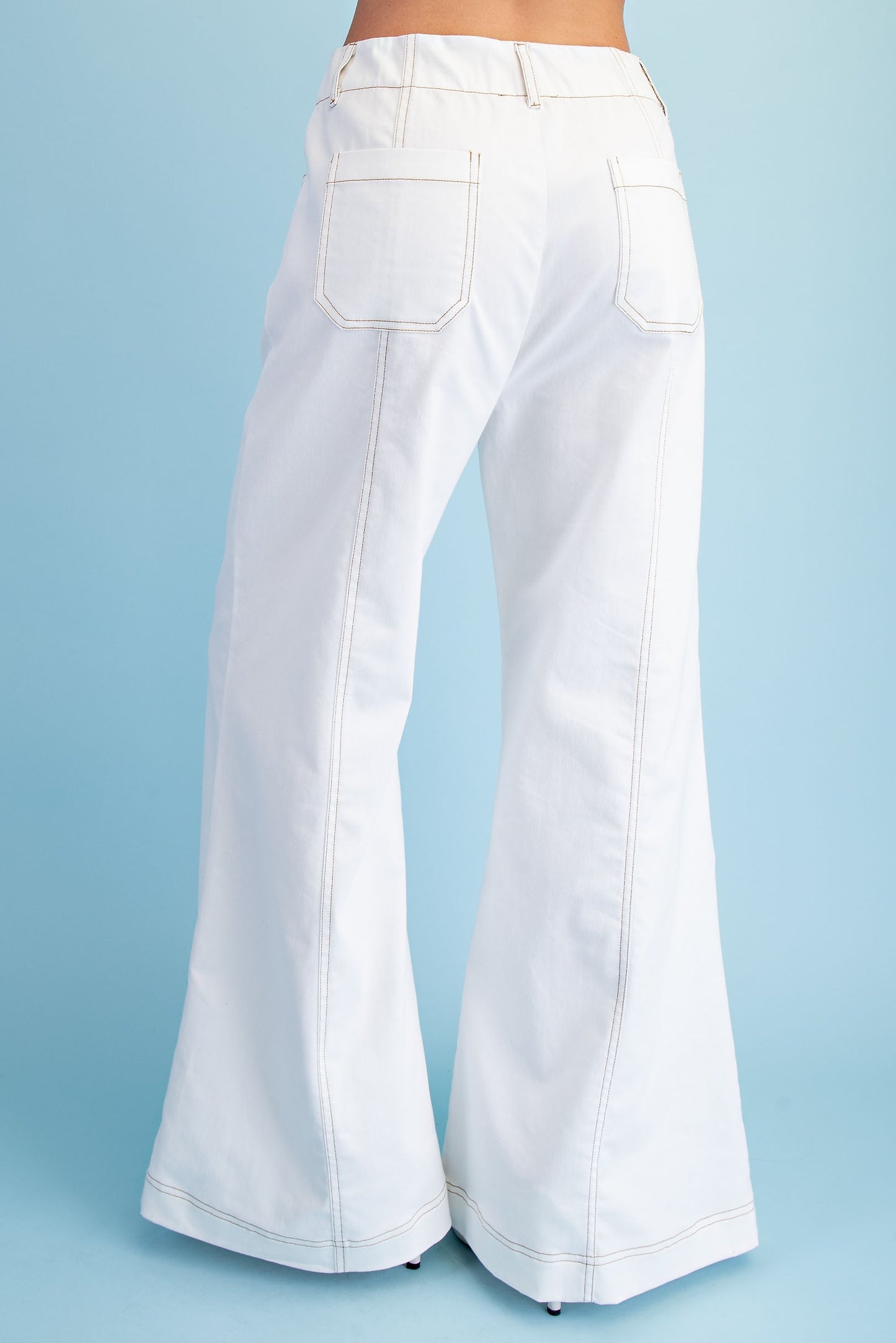 2498 White Stitch Zipper Pant