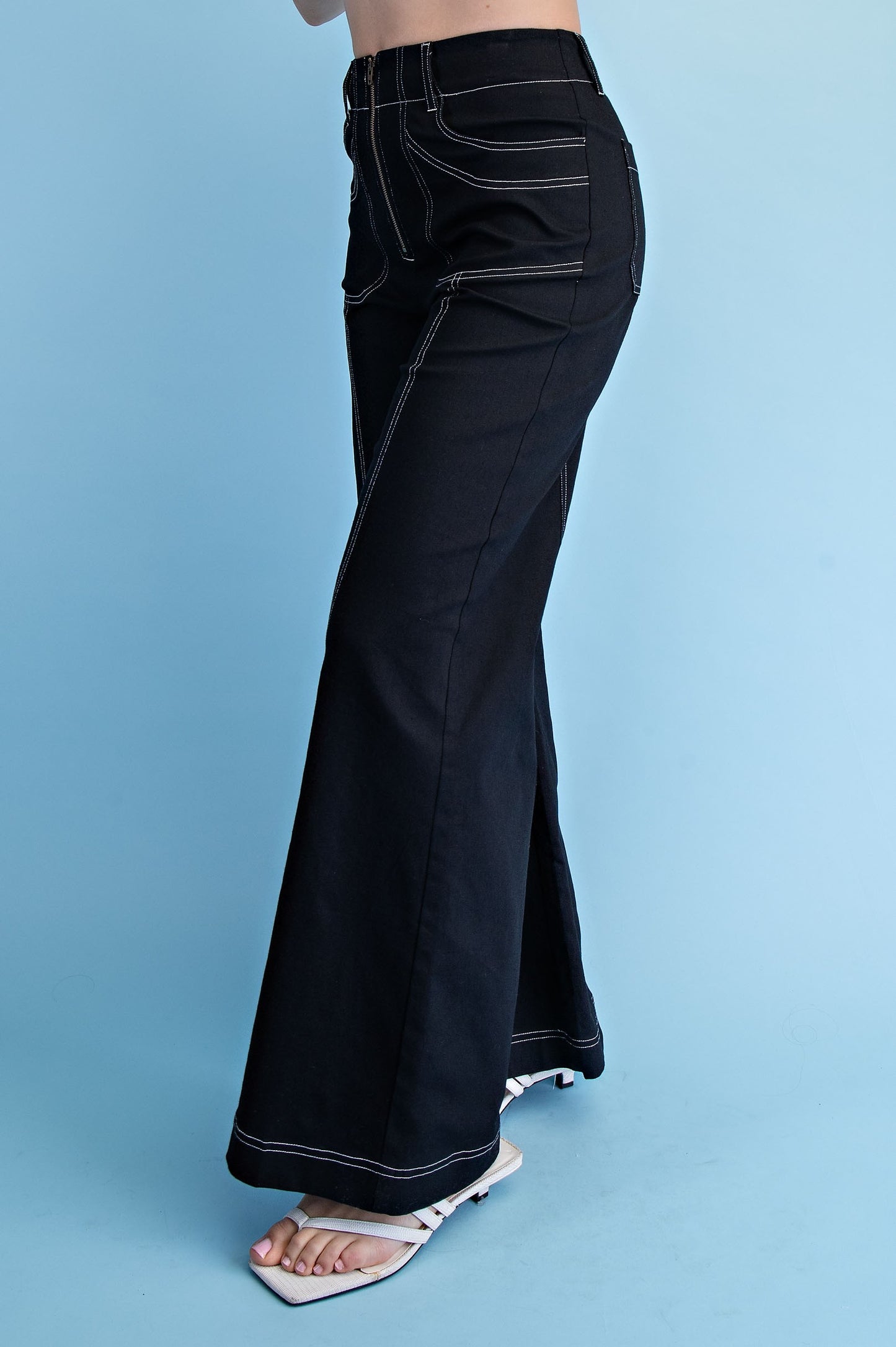 2498 White Stitch Zipper Pant