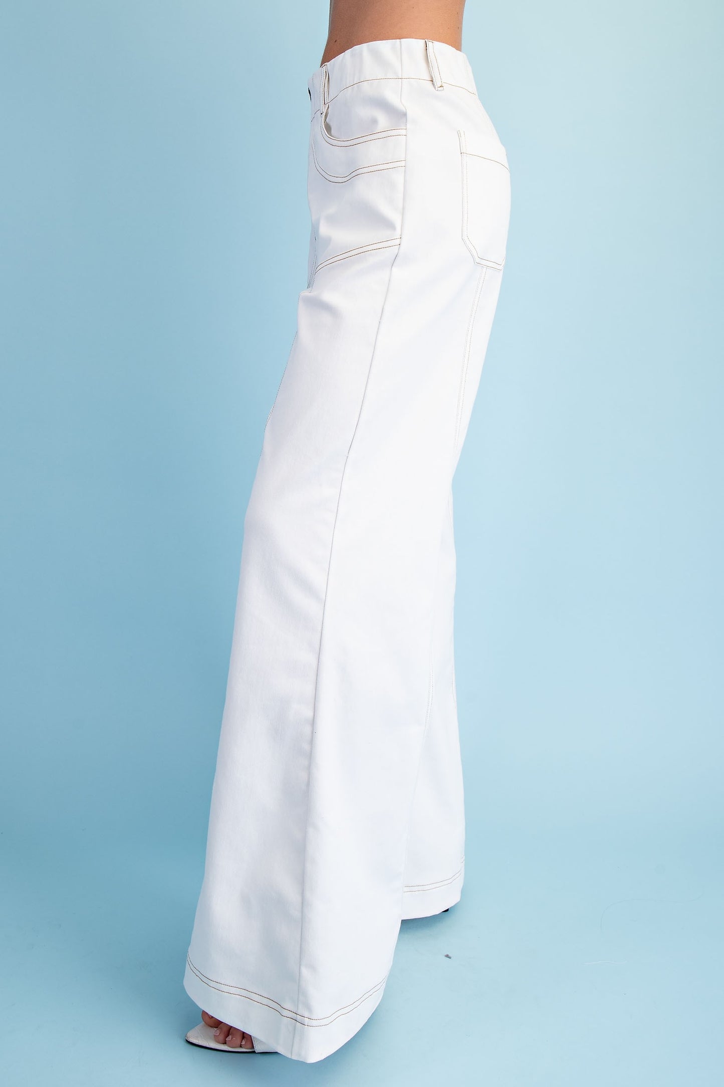 2498 White Stitch Zipper Pant