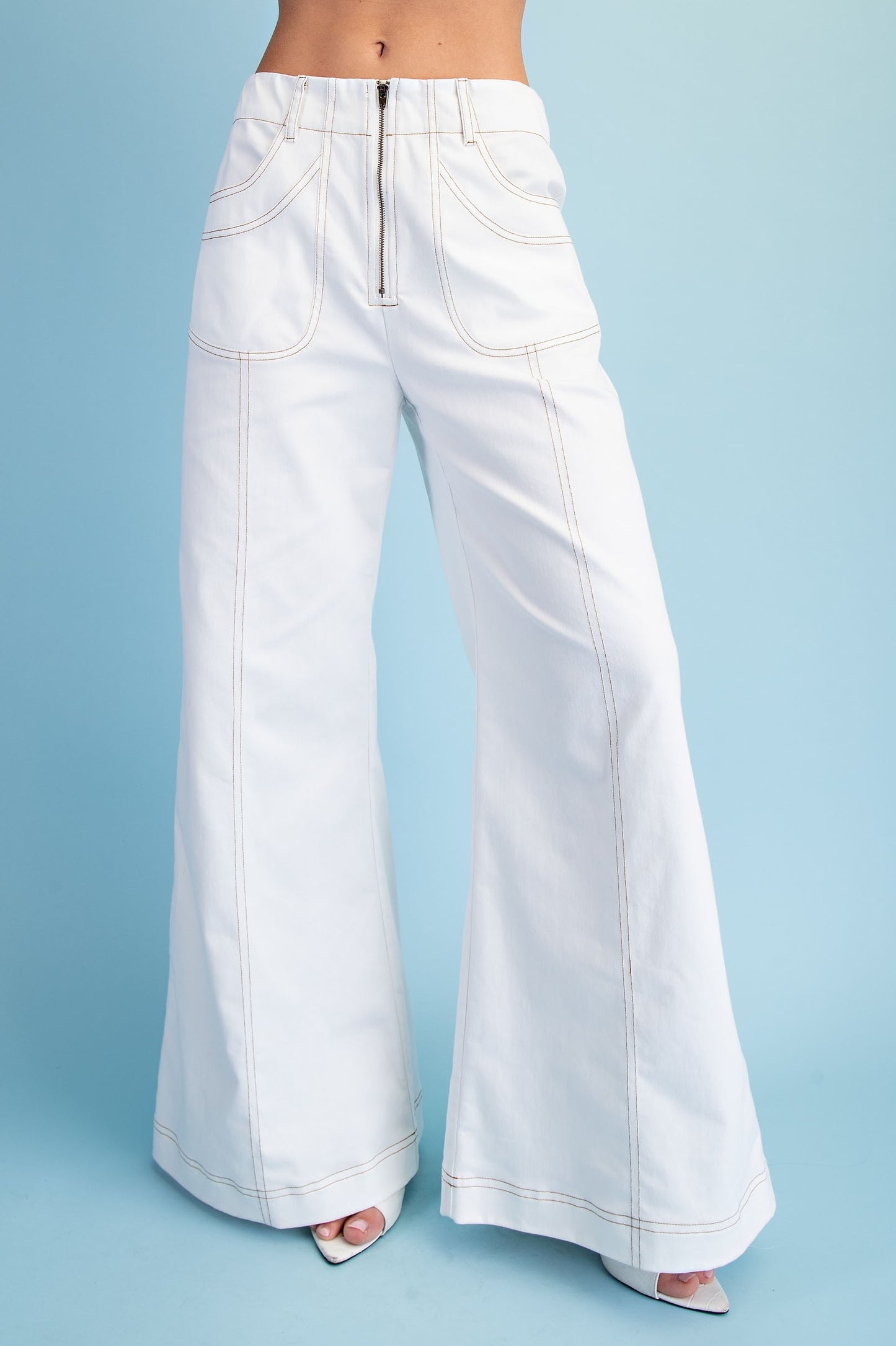 2498 White Stitch Zipper Pant