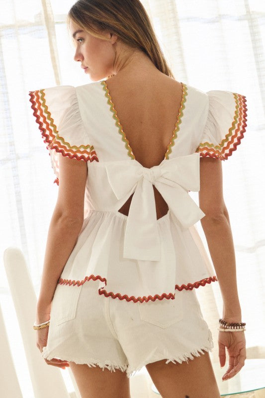 2243 White Ric Rac Top