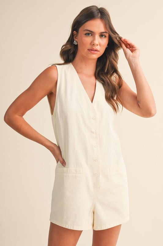 2245 V-Neck Short Romper